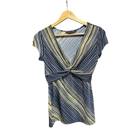 Bcbgmaxazria 90s y2k Vintage Blue & Yellow Babydoll Top Short Sleeved Clueless - Picture 1 of 5
